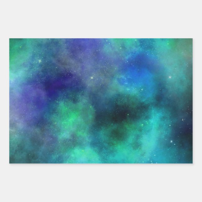 Galaxy, Universe, Stars, Outer Space Gift Pattern Wrapping Paper Sheet (Front)