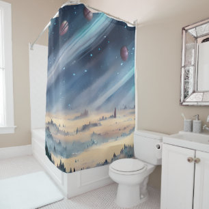 Galaxy, Universe, Stars, Outer Space    Shower Cur Curtain