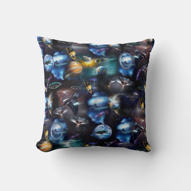 Galaxy Visitors in Space Cushion (Front)
