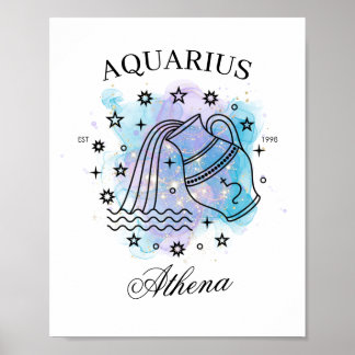 Galaxy Watercolor Aquarius Zodiac Sign