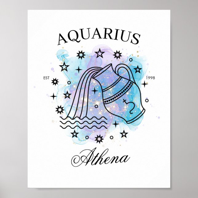 Galaxy Watercolor Aquarius Zodiac Sign  (Front)
