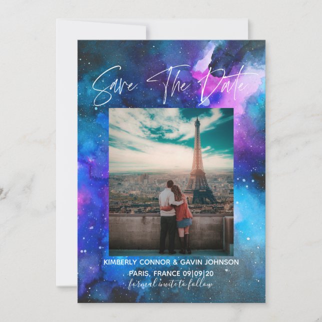 Galaxy Watercolor | Save the Date (Front)