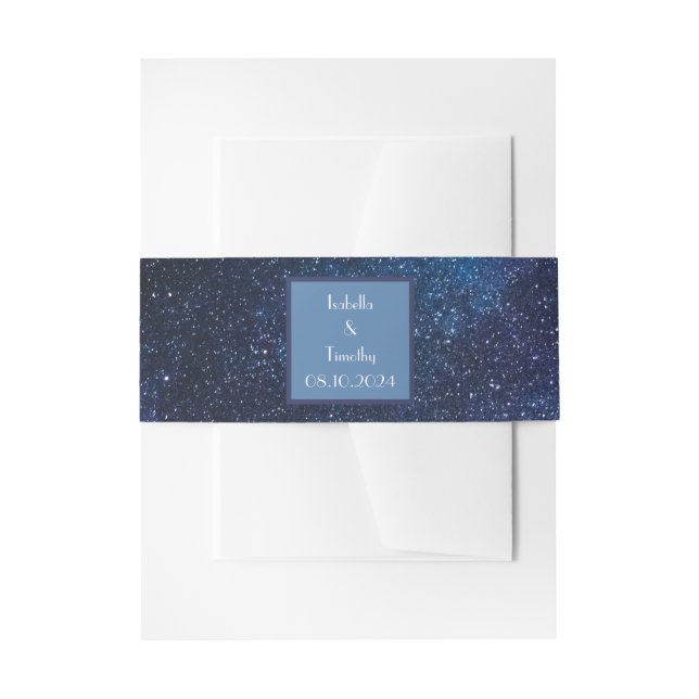 Galaxy Wedding Celestial Starry Night Sky Dinner I Invitation Belly Band (Front Example)