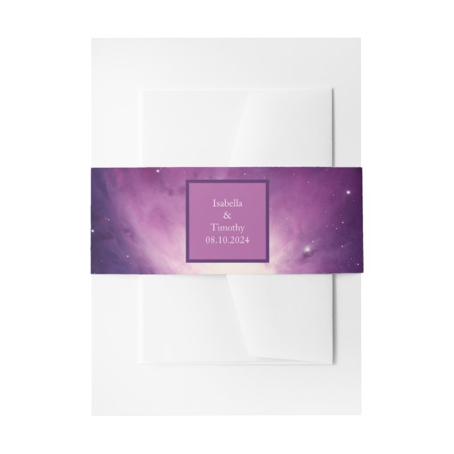 Galaxy Wedding Celestial Starry Night Sky Dinner  Invitation Belly Band (Front Example)