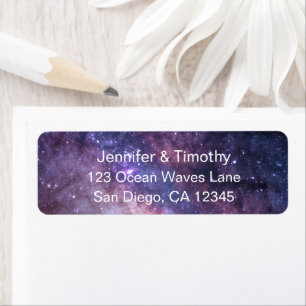 Galaxy Wedding Celestial Universe Starry Night Return Address Label