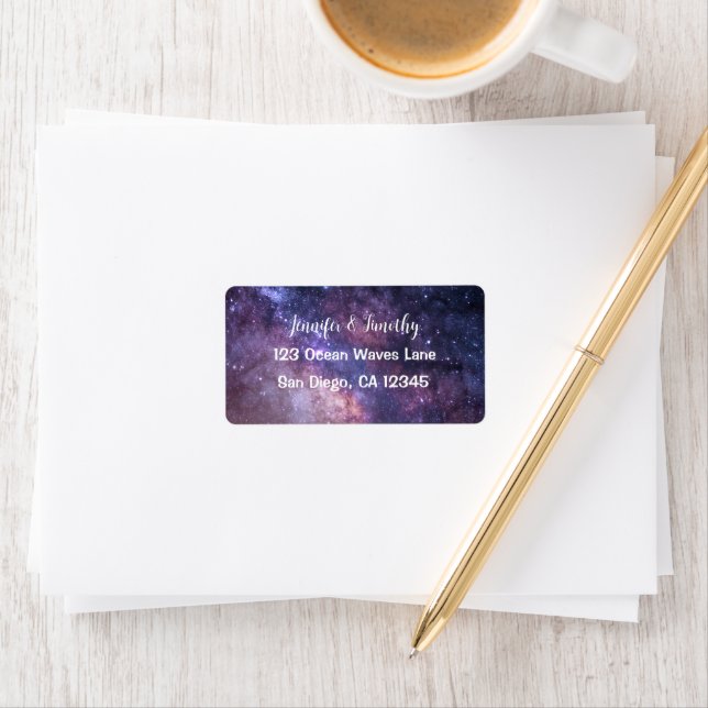 Galaxy Wedding Celestial Universe Stars Elegant  Label (Insitu)