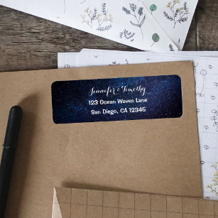 Galaxy Wedding Celestial Universe Stars Elegant Return Address Label