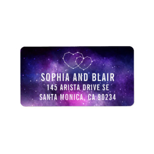 Galaxy Wedding Hearts Constellation Address Label