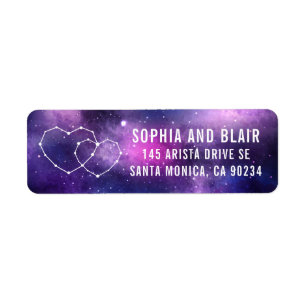 Galaxy Wedding Hearts Constellation Return Address Label