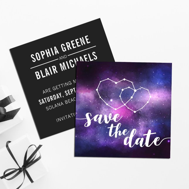 Galaxy Wedding Hearts Constellation Save The Date Invitation (Creator Uploaded)
