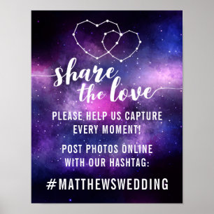 Galaxy Wedding Reception Stars Hashtag Photos Sign