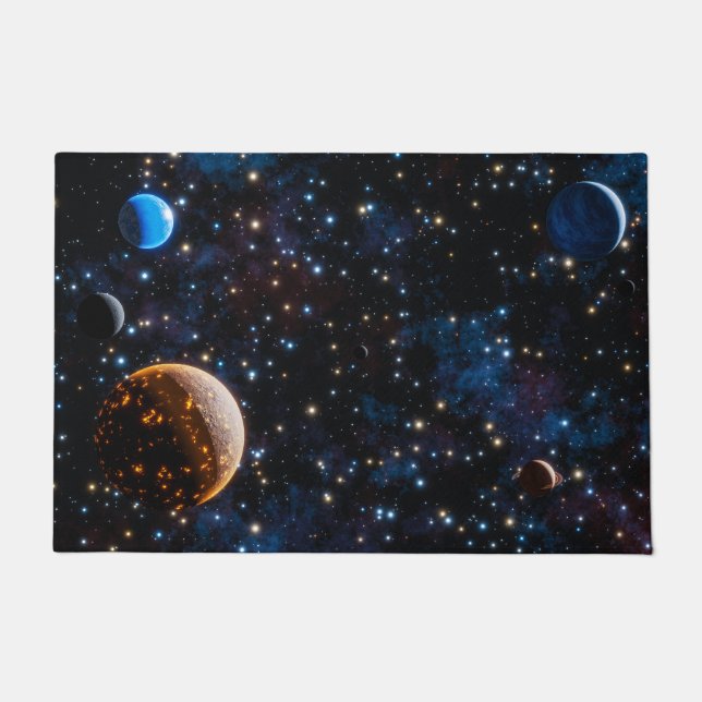 Galaxy with stars and planets doormat (Front)