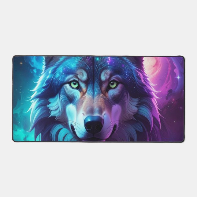 Galaxy Wolf Cosmic Desk Mat (Front)