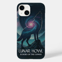 Galaxy Wolf Silhouette with Mystical Nebula Moon
