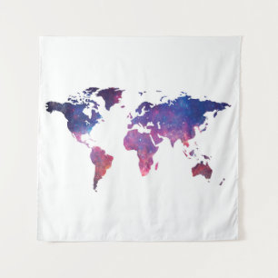 Galaxy world map tapestry