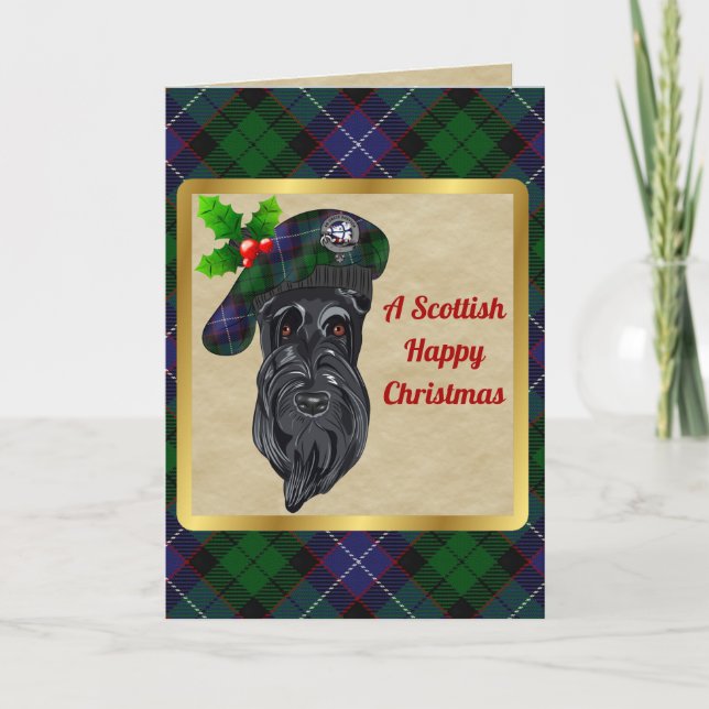 Galbraith Badge & Tartan Personalised Xmas Card (Front)