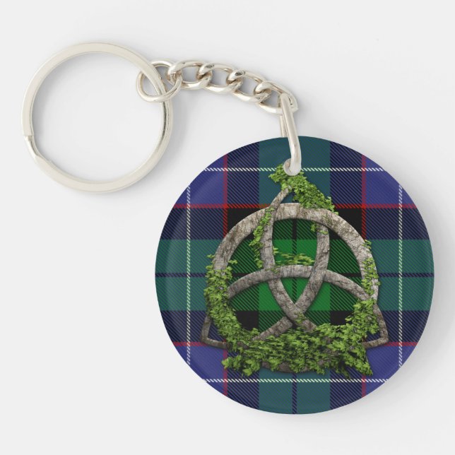 Galbraith Tartan And Celtic Trinity Knot Key Ring (Front)