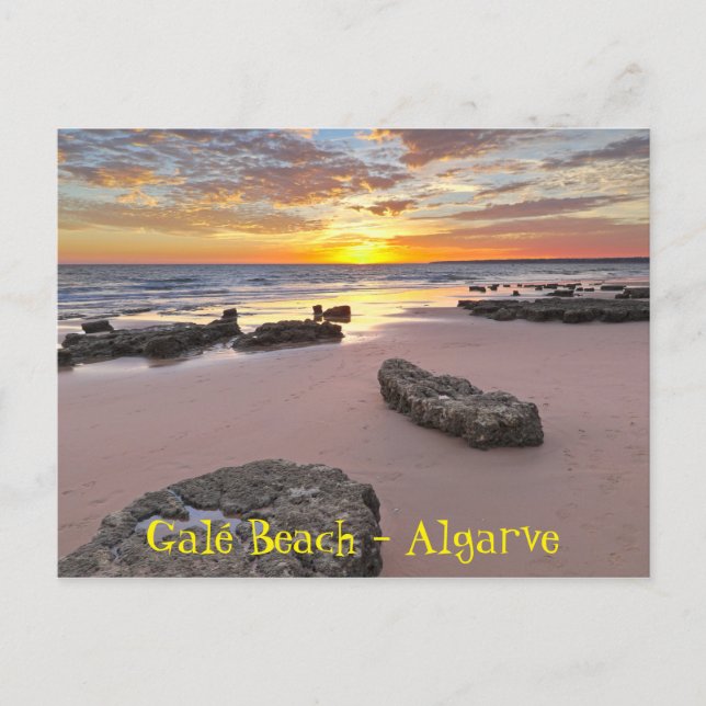 Gale Beach Sunset in Albufeira, Algarve. Portugal Postcard (Front)