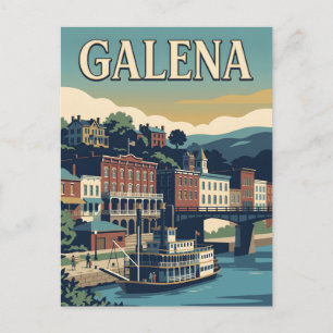 Galena Illinois Historic River Town Vintage Poster Postcard
