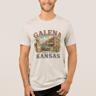 Galena Kansas Historic Route 66 Vintage Sunflower Tri-Blend Shirt