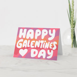 Galentine Bubble Letters Pink Curvy Retro Stripes Card