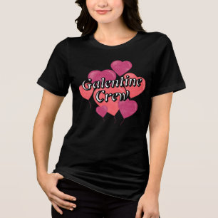 Galentine Crew Heart Balloon Valentine's Day Tri-Blend Shirt
