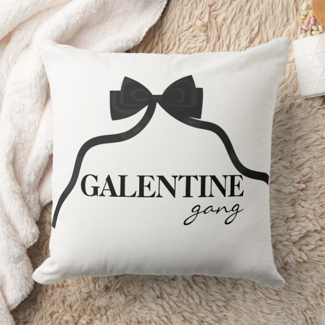 Galentine gang Friend Valentine Black Bow Cushion (Blanket)