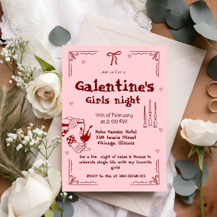 Galentine Hand Drawn Valentine Girls Night Party  Holiday Card