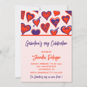 Galentine invitation pink and red Valentine Modern