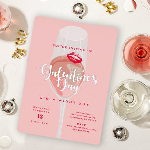 Galentine’s Day Party Watercolor Pink Rosé 