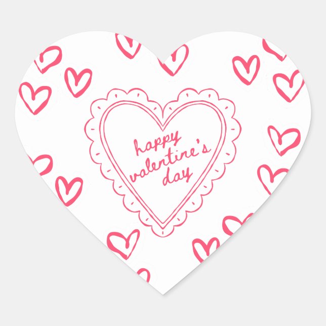 Galentine’s Day Valentine Girly Invitation Heart Sticker (Front)