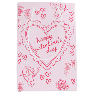 Galentine’s Day Valentine Girly Pink Medium Gift Bag