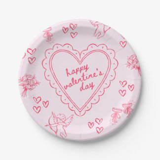 Galentine’s Day Valentine Girly Pink Paper Plate