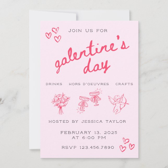Galentine’s Day Valentines Girly Invitation (Front)