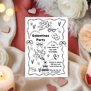 Galentine’s Party, Girls Galentine’s Hand Drawn Invitation