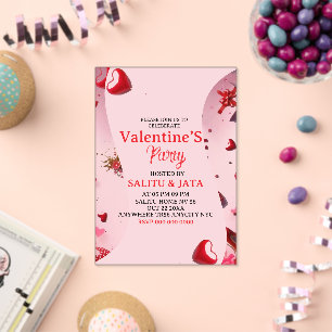 Galentine’s Party Invitation, Pink Heart & Bow Bir Acrylic Invitations