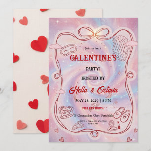 Galentine’s Party Invitation Printable, Pink & Red