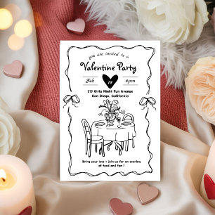 Galentine’s Party, Valentine Party doodle  Invitation