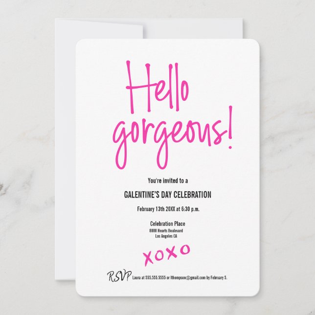Galentine Vaelentine's Day Hello gorgeous XOXO  Invitation (Front)