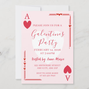 Galentines Ace Hearts Card Invite