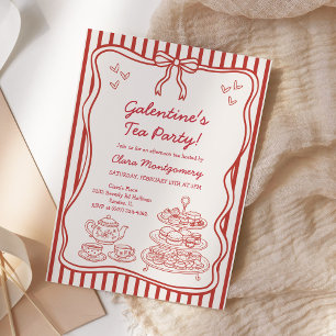 Galentines Afternoon Tea Party Hand Drawn Invitation