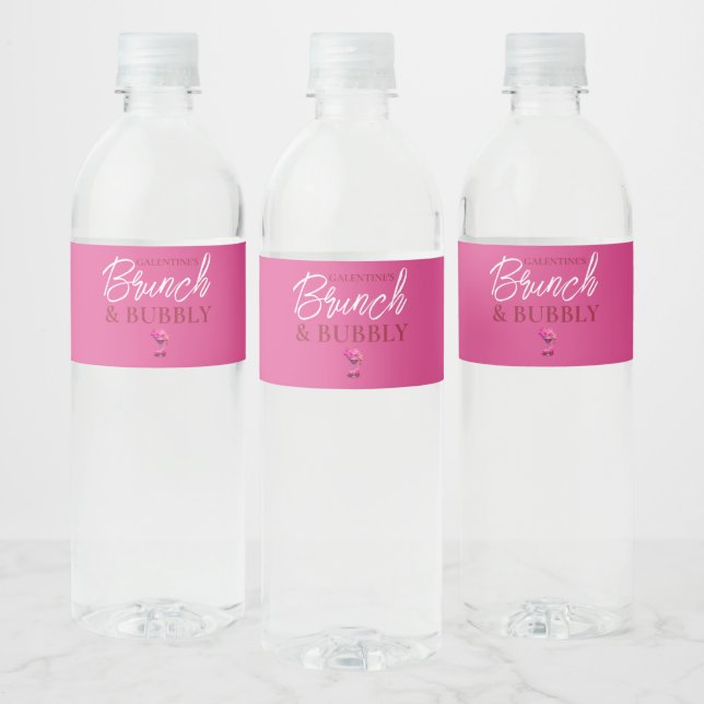 Galentine's Brunch and Bubbly Water Bottle Label (Bottles)