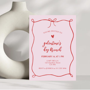 Galentines Cafe Brunch Bow Frame Invitation