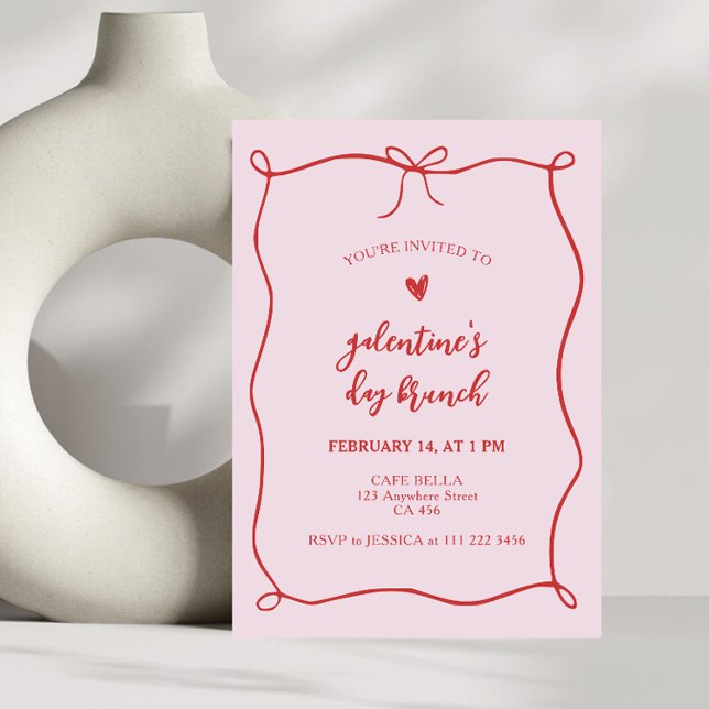 Galentines Cafe Brunch Bow Frame Invitation (Creator Uploaded)