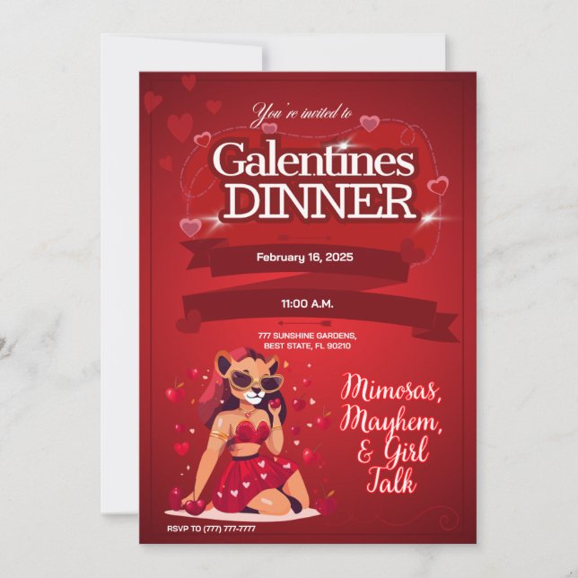 Galentine's Customisable Brunch Invitation (Front)