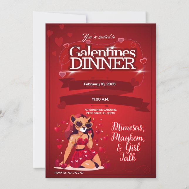 Galentine's Customisable Brunch Invitation (Front)