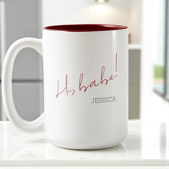 Galentine's Day Babe Red Script Simple Best Friend Two-Tone Coffee Mug (Galentine's Day Babe Red Script Simple Best Friend Two-Tone Coffee Mug)