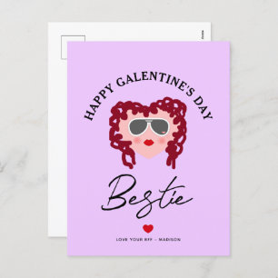 Galentines Day Best Friend Heart Purple Valentines Holiday Postcard