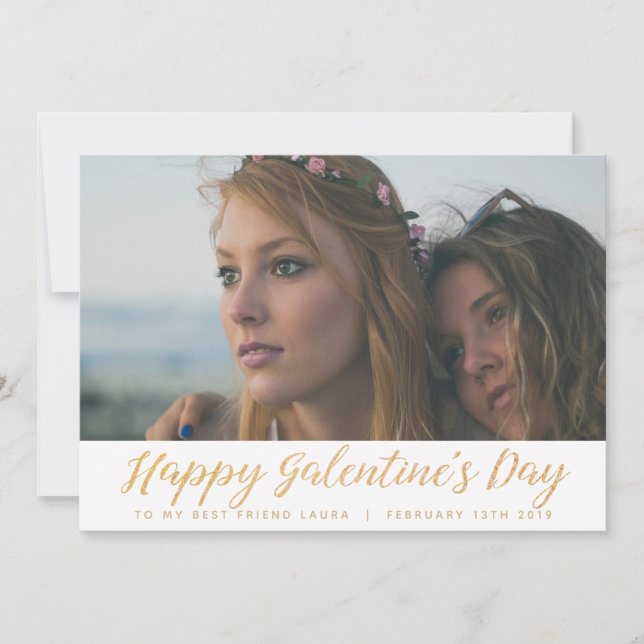 Galentines day Best friend photo Holiday Card (Front)