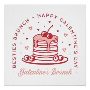 Galentine's Day besties brunch coquette preppy Poster